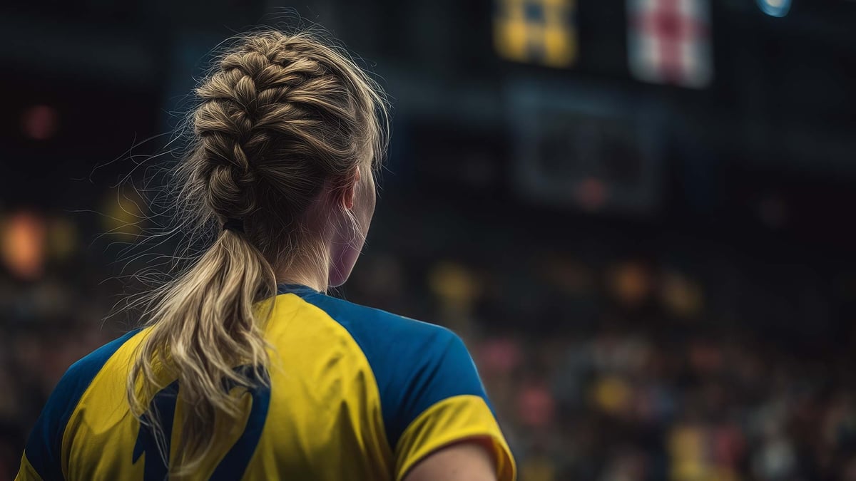 En svensk handbollsspelare under en VM-match.