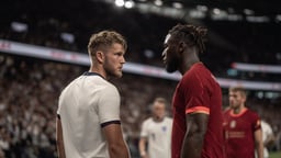 Två spelare står mitt emot varandra under en Premier League-match.