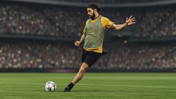 En fotbollsspelare som skjuter iväg en boll.