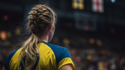 En svensk handbollsspelare under en VM-match.