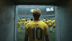 En fotbollsspelare går ut mot arenan – redo för nästa match.