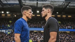 Två fotbollsspelare står ansikte mot ansikte inför en stor match.