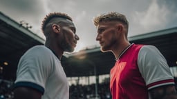 Två fotbollsspelare i ett toppmöte. 