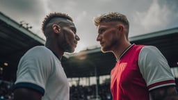 Två fotbollsspelare i ett toppmöte. 